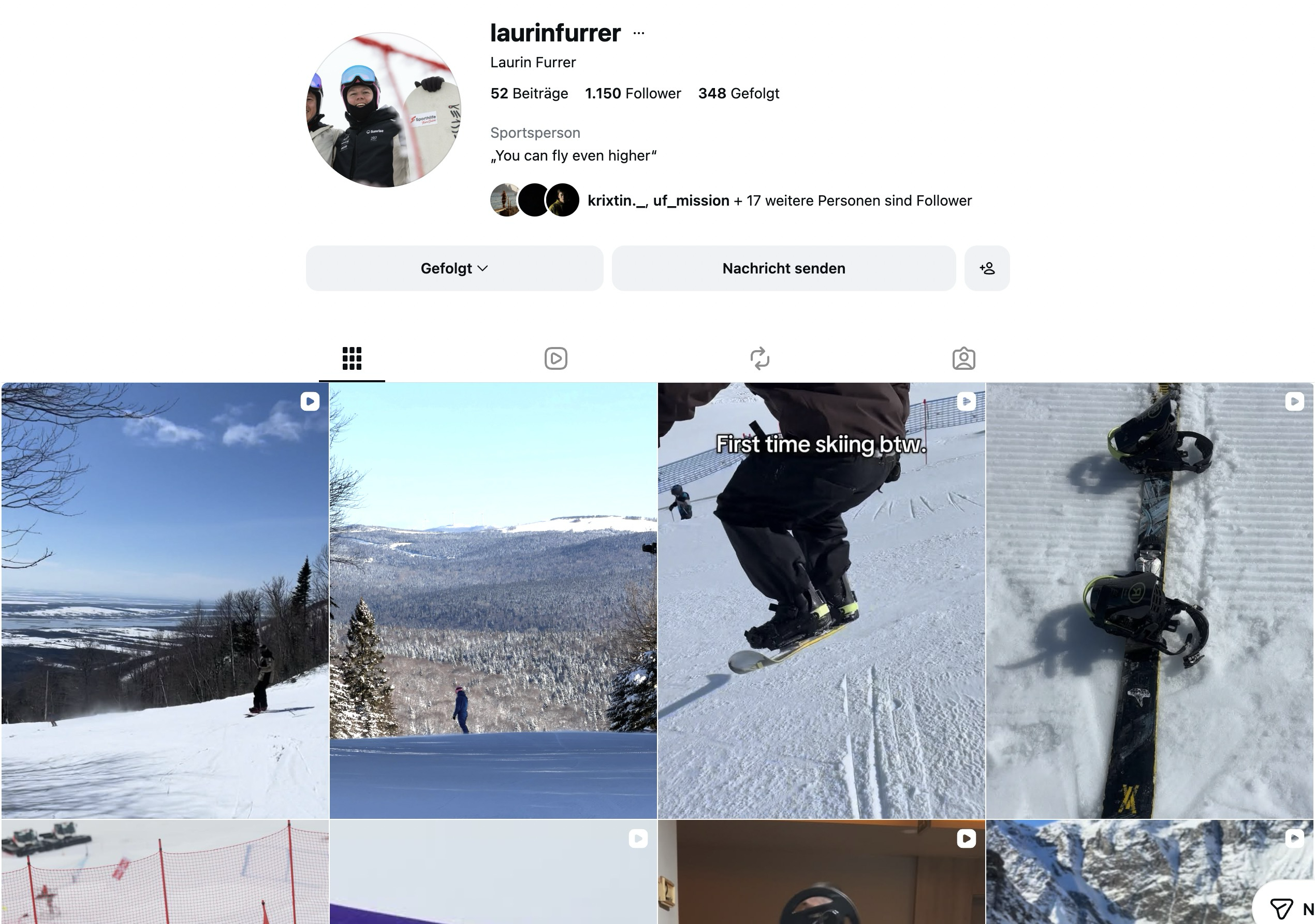 Instagram-Profil von Laurin Furrer